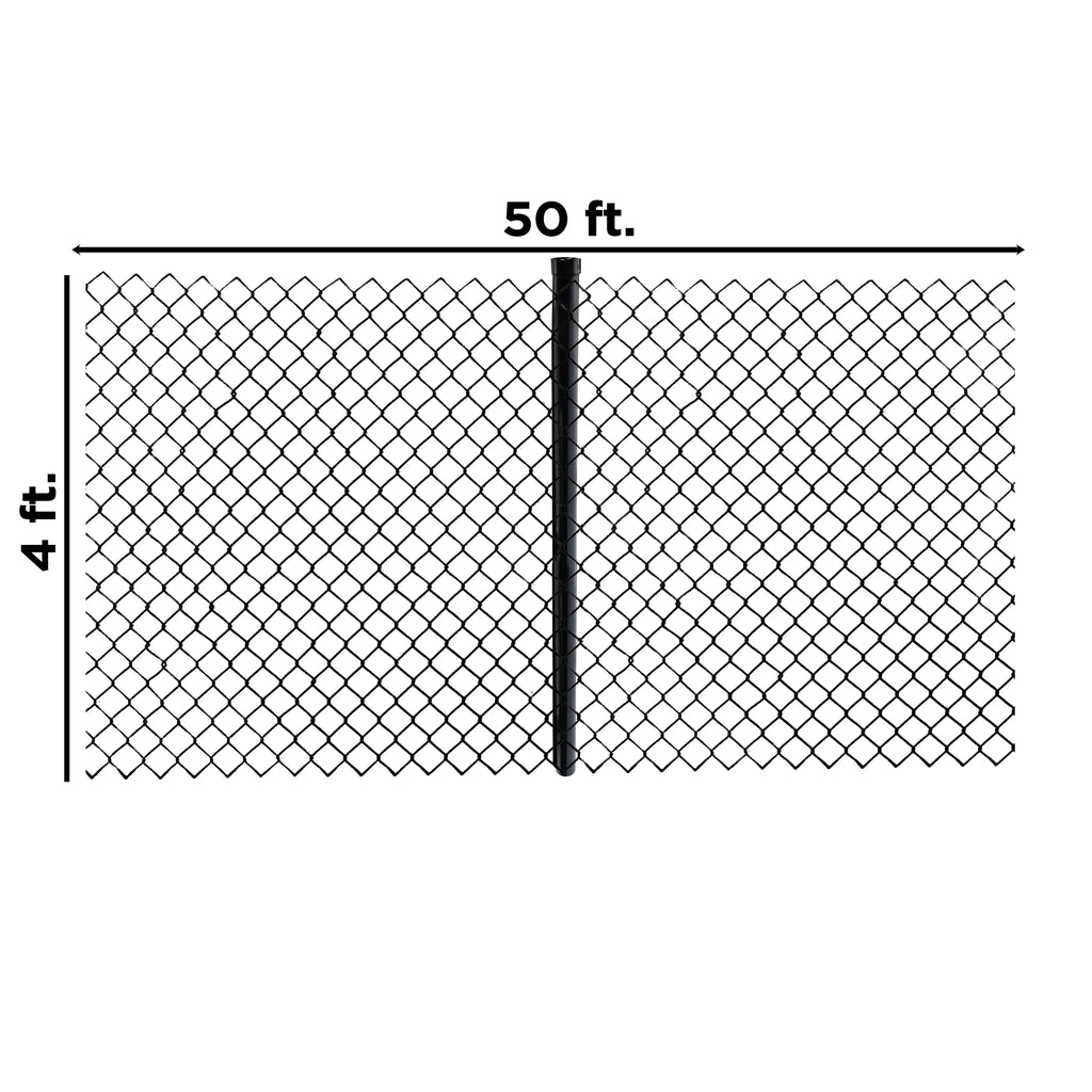 Chain Link Steel Fence 4X50 ft PVC Coated Black Q472