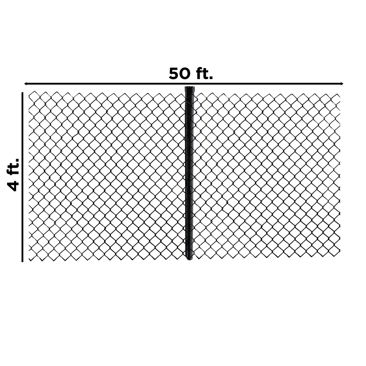 Chain Link Steel Fence 4X50 ft PVC Coated Black Q472