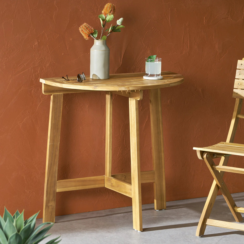 Acacia Wood Half Round Folding Bistro Table W493