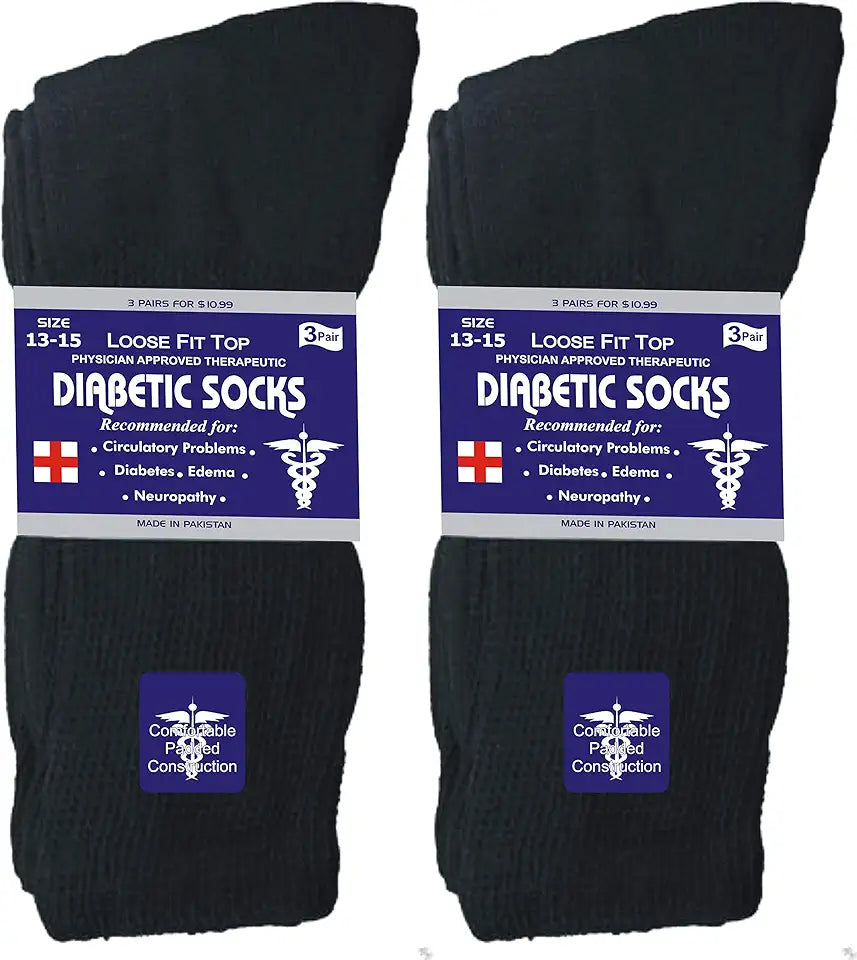 Cotton Crew Length Diabetic Socks 6 Pairs Q858157