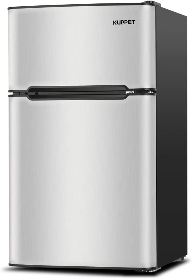 Compact 3.2 Cu.Ft Double Door Stainless Steel Refrigerator B1668