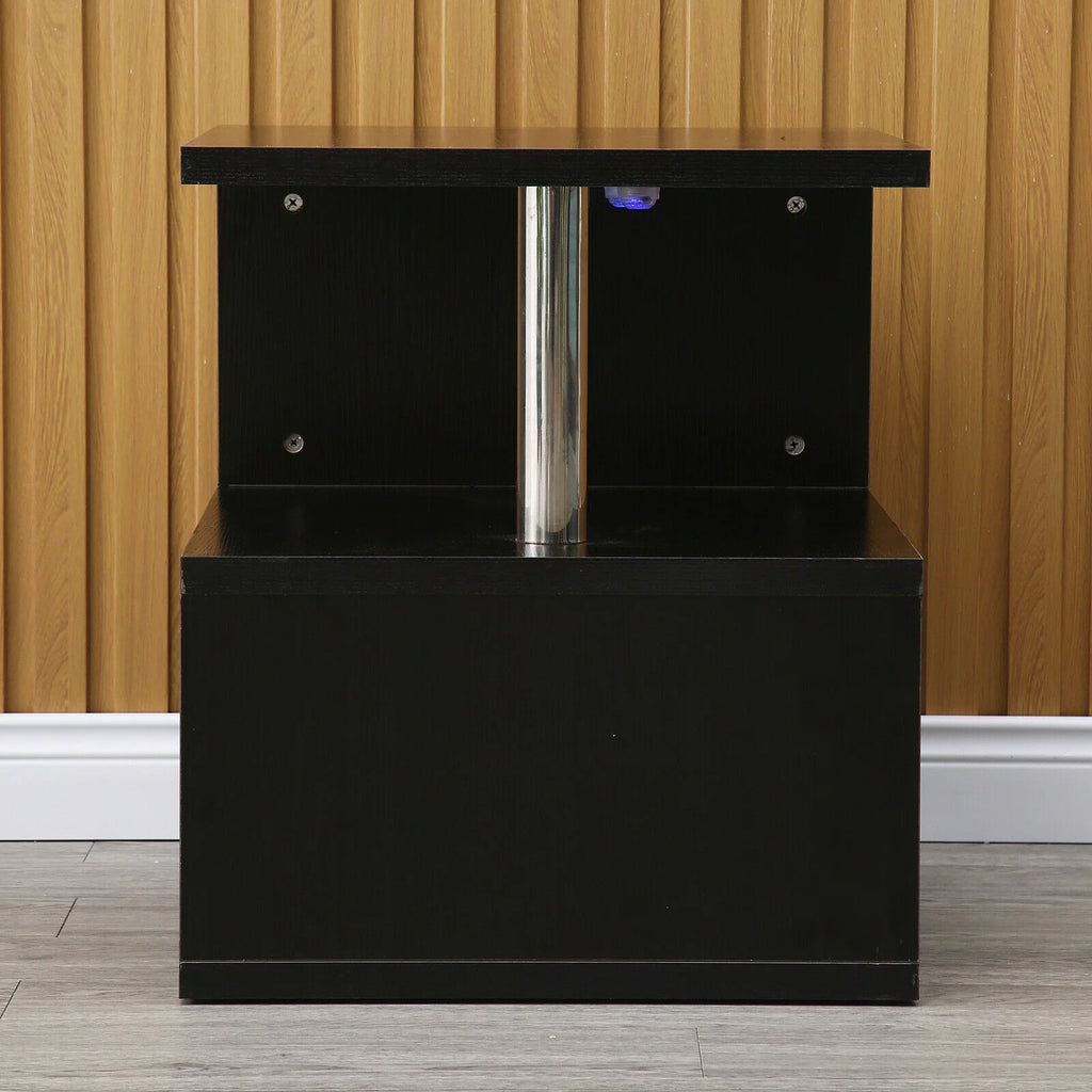 Black High Gloss S-Shaped Coffee Table with LED Backlight G86859