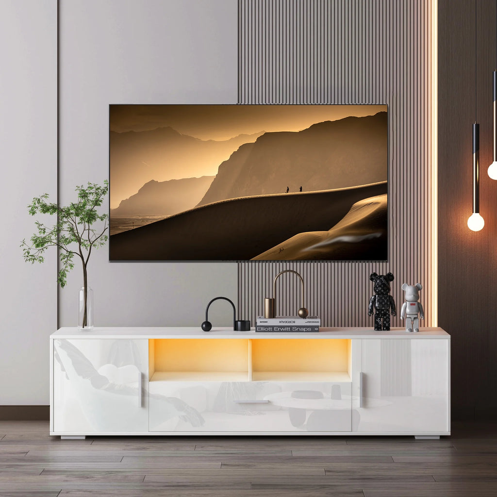 Black TV Stand with Storage Cabinet and Drawer P6258