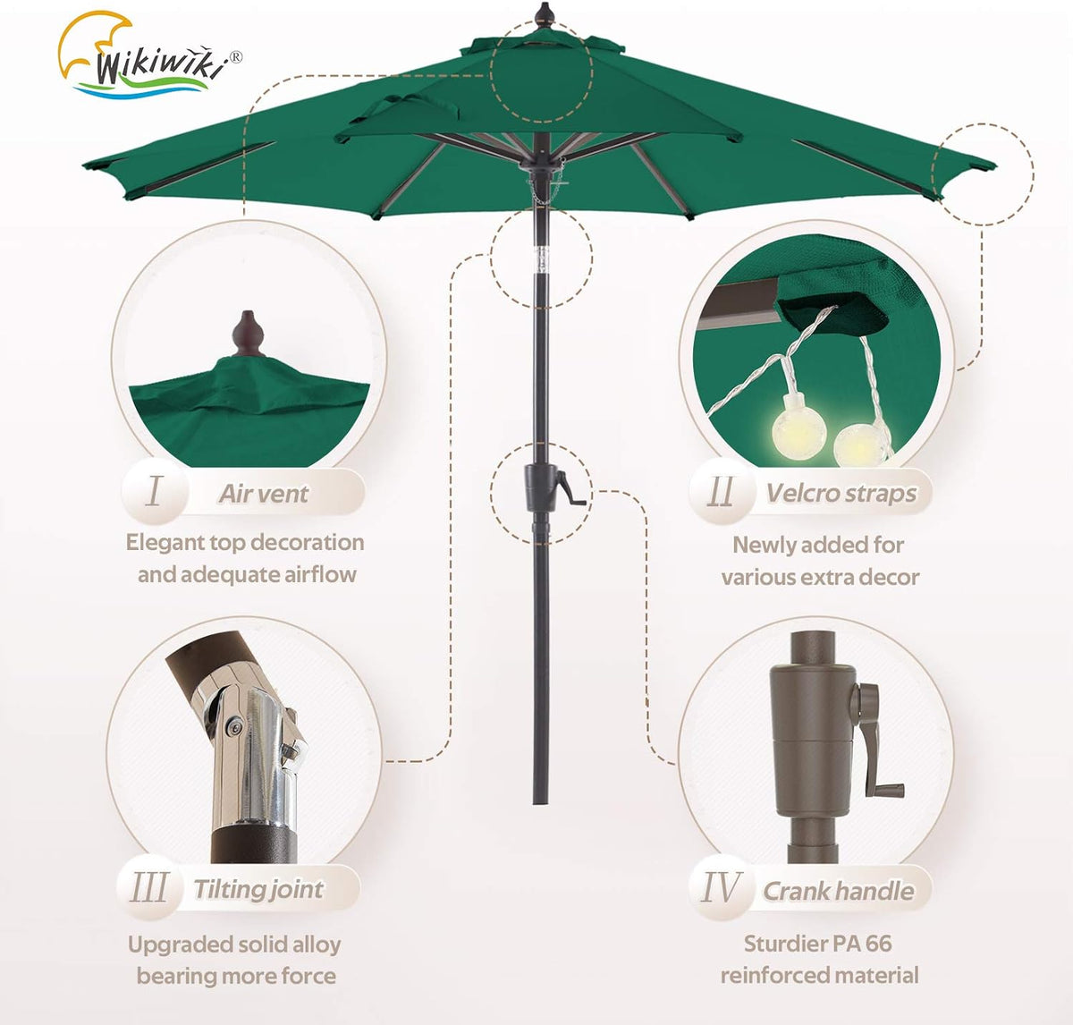 9 FT Olefin Market Umbrella with Push Button Tilt C94138