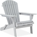 Folding Adirondack Chair Outdoor Wooden Accent Lounge Furniture 350lb Capacity Brown D94810