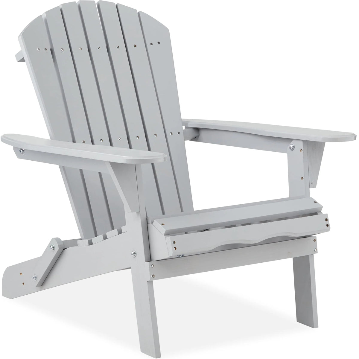 Folding Adirondack Chair Outdoor Wooden Accent Lounge Furniture 350lb Capacity Brown D94810