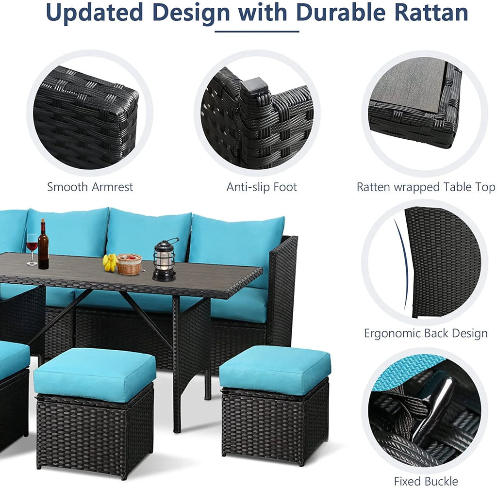 7-Piece PE Rattan Wicker Patio Conversation Set X43485