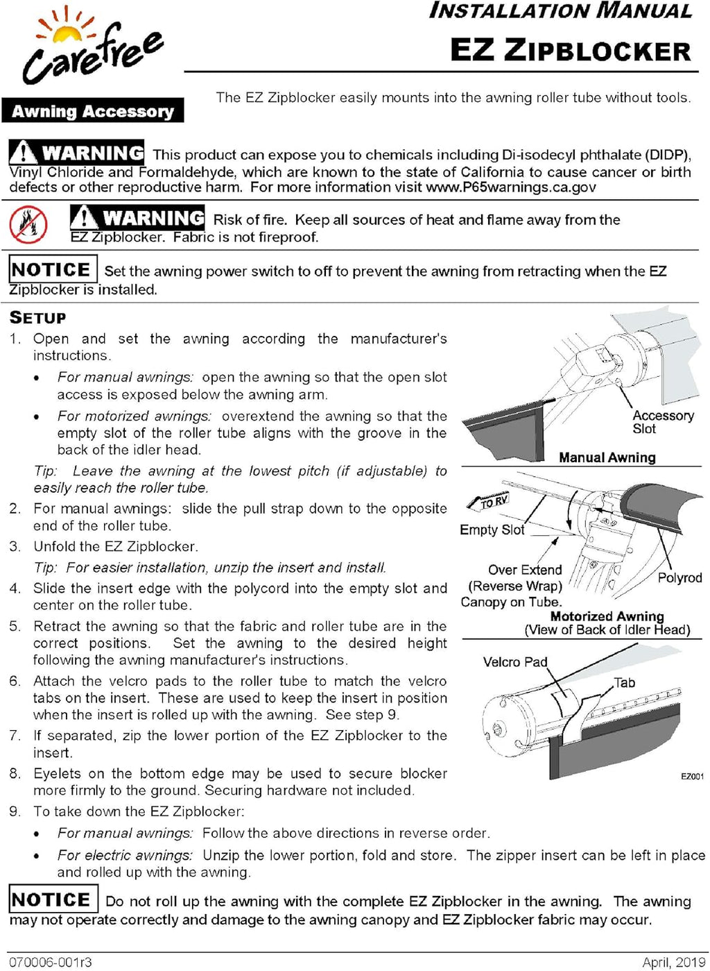 Black 13' x 9' Drop RV Awning P417