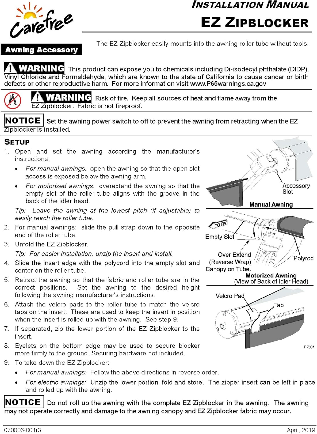 Black 13' x 9' Drop RV Awning P417
