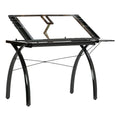 Black Clear Glass Craft Station with Folding Shelf Z8751
