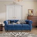 Blue 3-Seat Upholstered Sofa with Metal Legs J13338