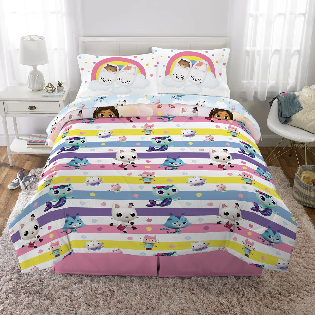 Kids Full Bed in a Bag, Comforter Sheet Set and Tote, Blue U14264