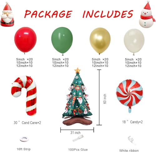 Christmas Balloon Garland Arch Kit 168PCS Red Sage Green Gold White X133912