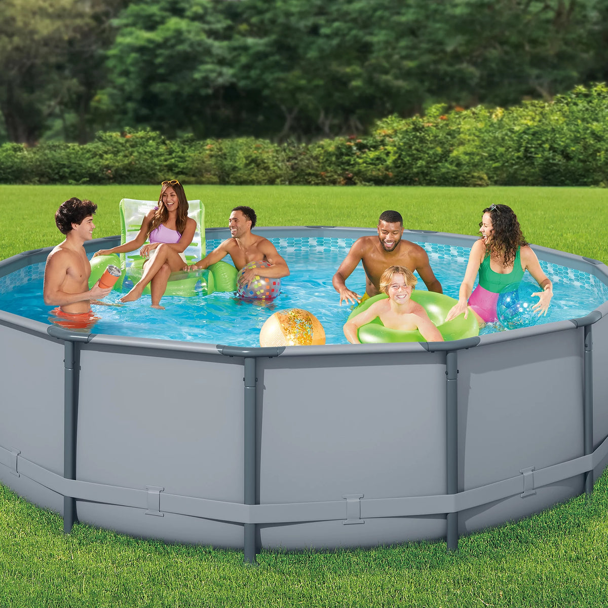 14 ft Round Metal Frame Above Ground Swimming Pool K683