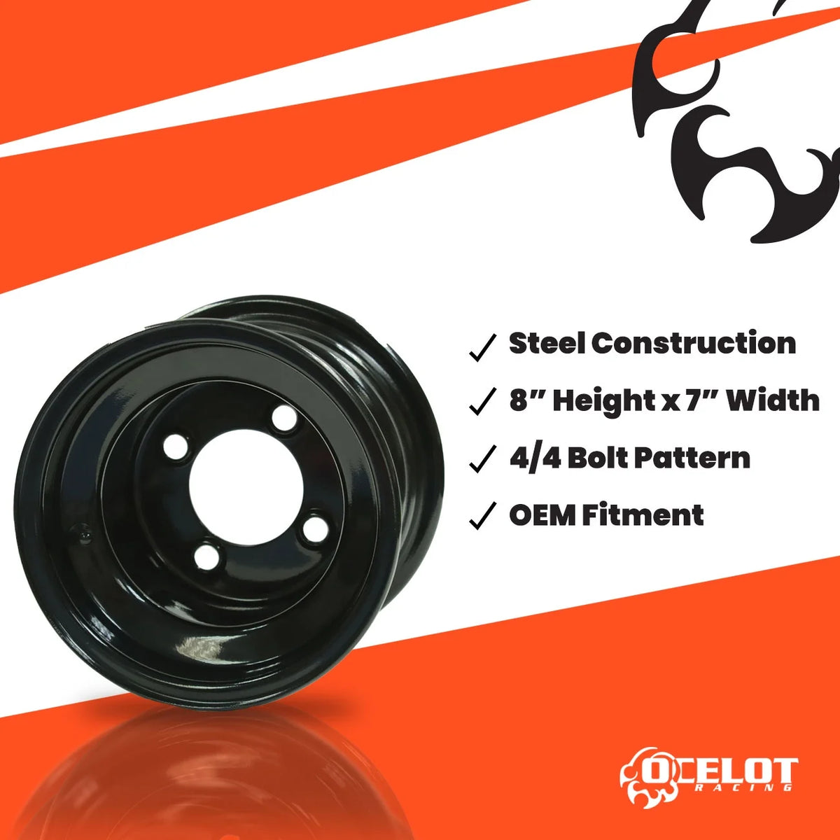 Black 8x7 4/4 2.5+4.5 Steel Wheel R875821