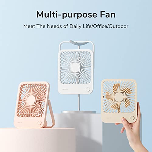 Desk Fan Battery Rechargeable, 4500mAh 180°Foldable Portable Personal Fan, 4 Speeds Adjustable White S954692