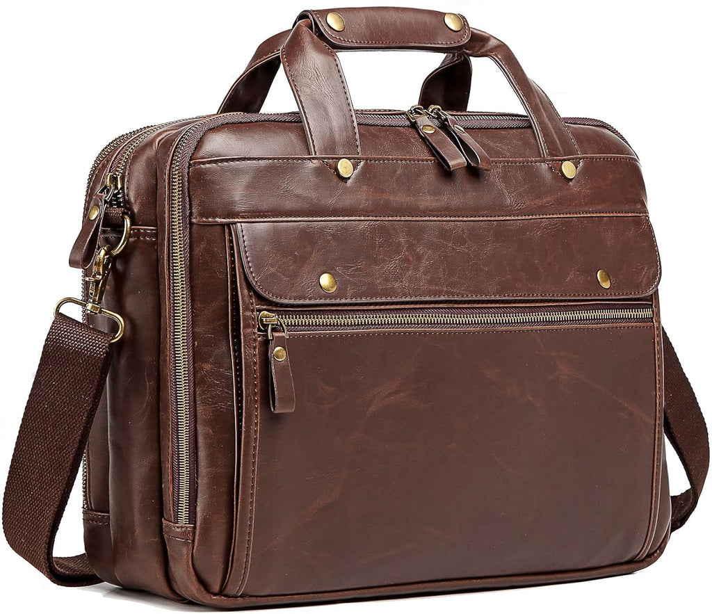 Brown Leather 15.6 Inch Laptop Briefcase O156936