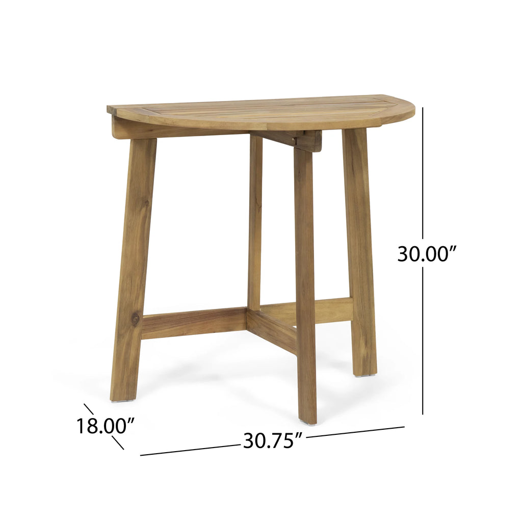 Acacia Wood Half Round Folding Bistro Table W493