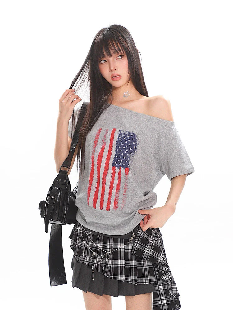 Checked Irregular Skirt Z513
