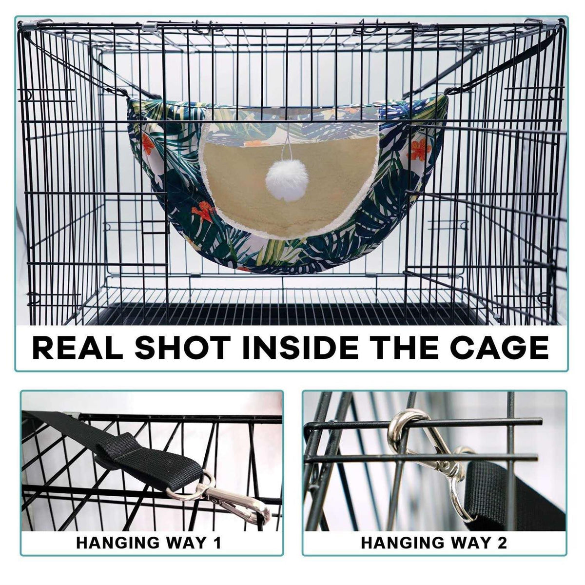 Cat Cage Hammock Double Layer Plush Hanging Pet Bed F9023