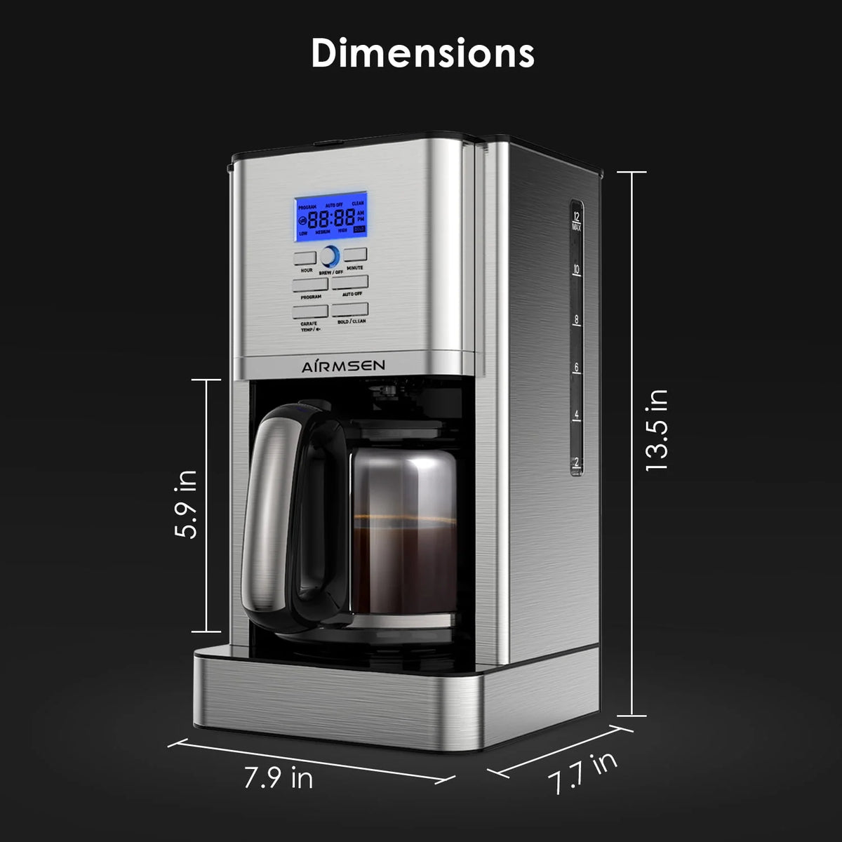 Stainless Steel 12 Cup Programmable Drip Coffee Maker R5843
