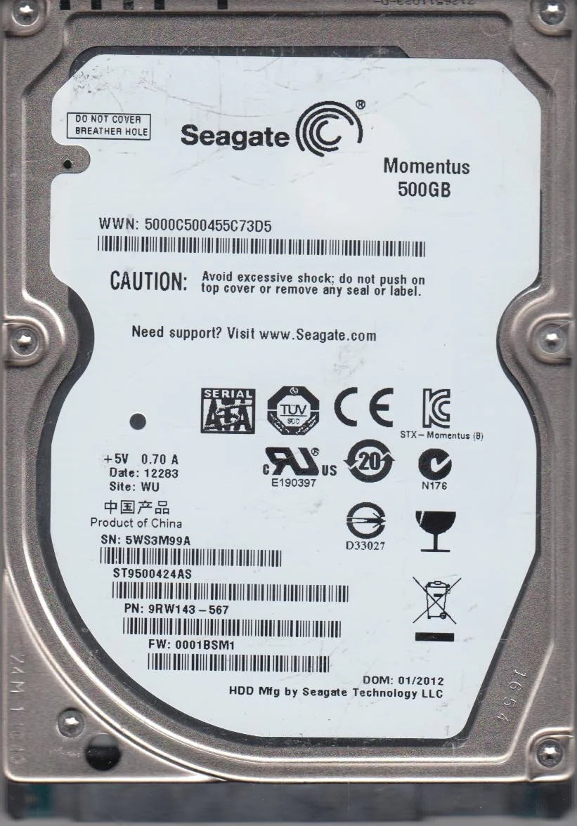 500GB SATA 2.5 Hard Drive W9837