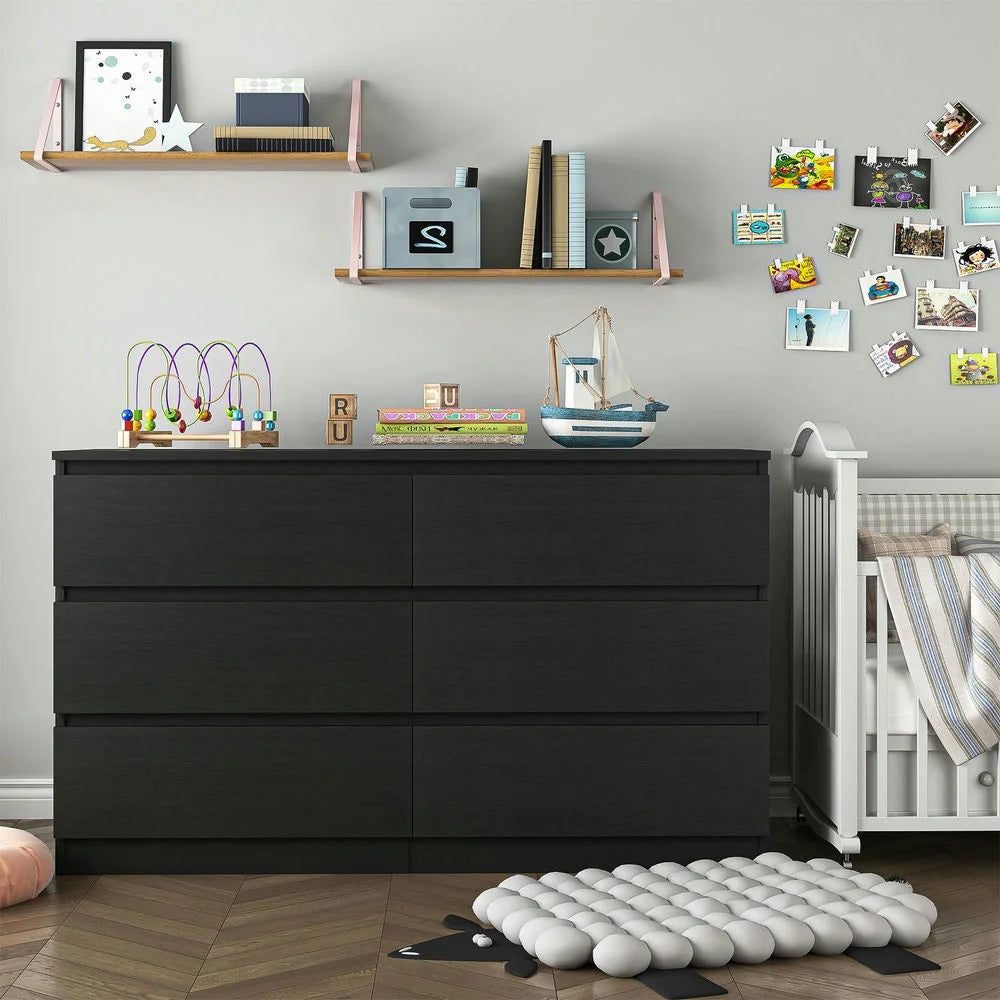 White 6 Drawer Dresser with Golden Handle J677231