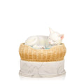Hand Painted White Cat in Basket Cremation Urn W468955