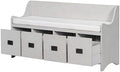 48" Entry Bench with Removable Cushion and 4 Drawers White C849