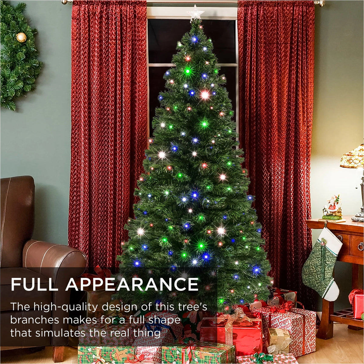 7ft Pre-Lit Fiber Optic Artificial Pine Christmas Tree F9227