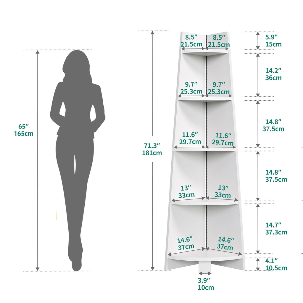 White 5 Tier Corner Shelf with Led Light H5323