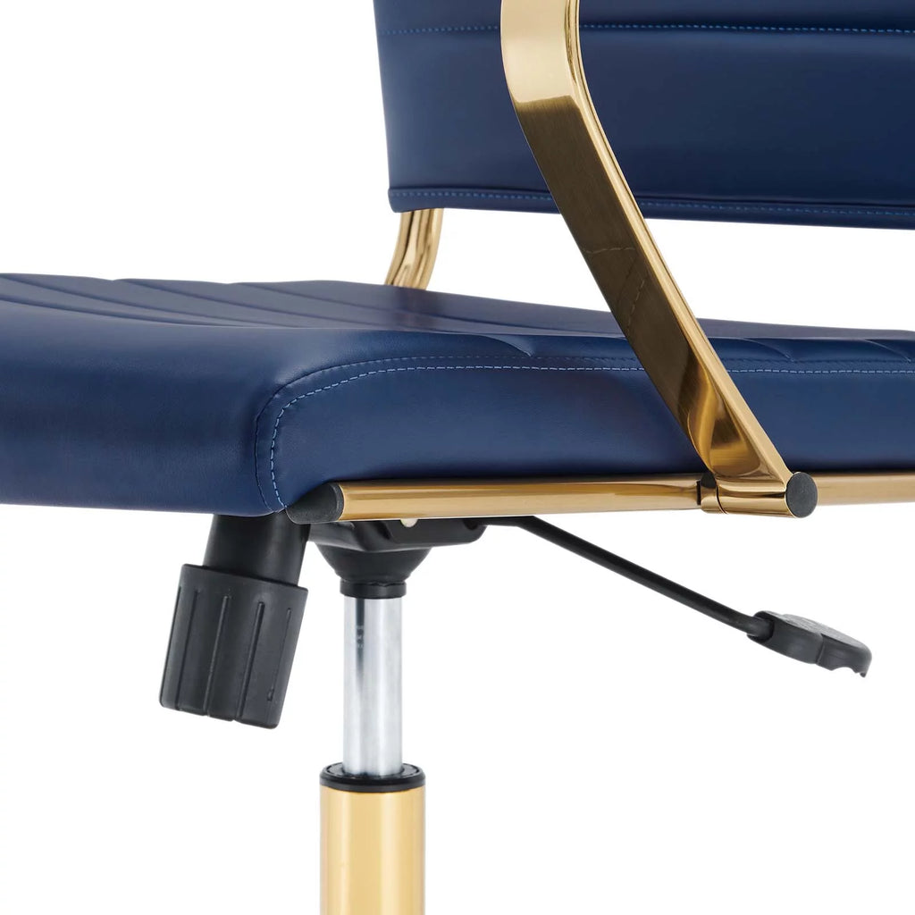 Navy Gold Faux Vinyl Leather High Back Chair I437