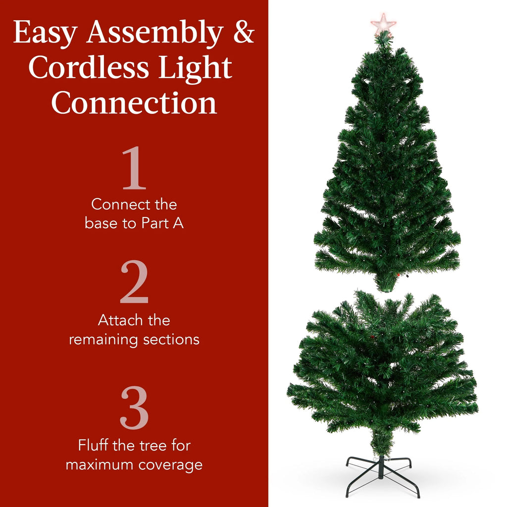 7ft Pre-Lit Fiber Optic Artificial Pine Christmas Tree F9227