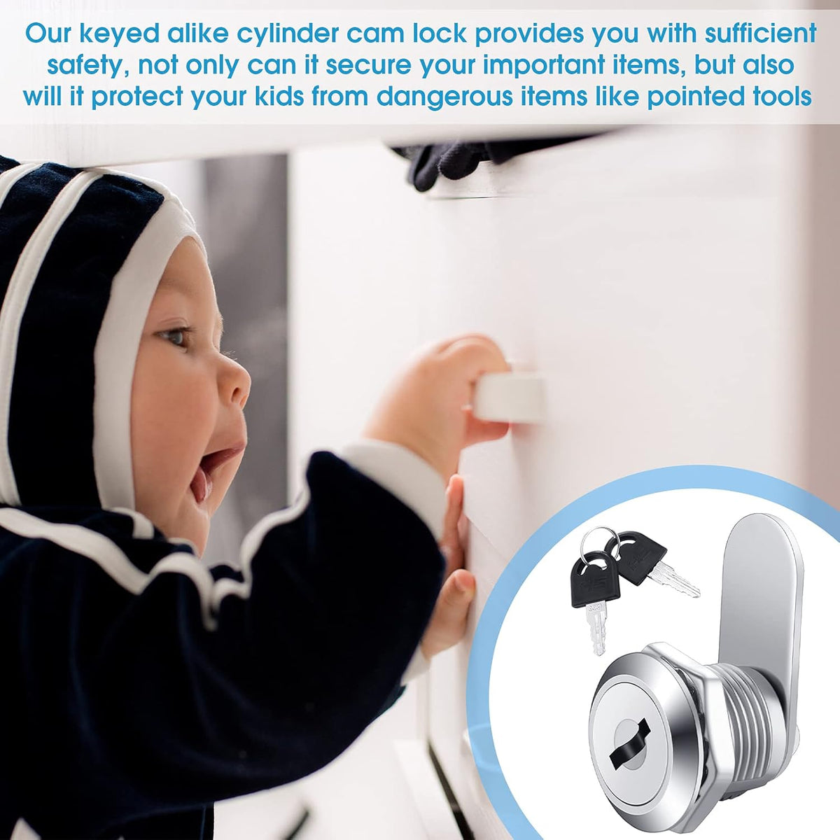 16 Pieces Keyed Alike Zinc Alloy Cam Lock with 32 Keys L4084