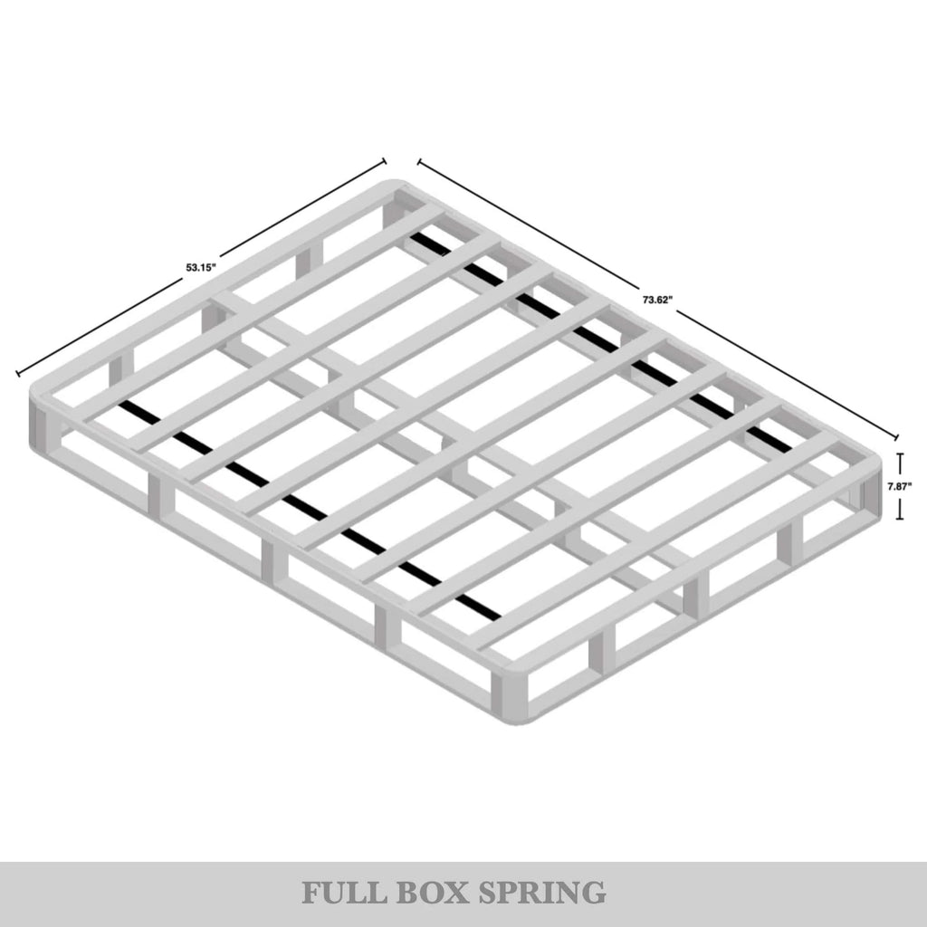 Wood Box Spring Mattress Foundation 8 Black Linen Full P968632