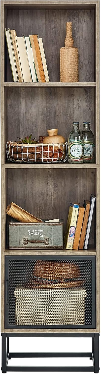 Narrow Wood 4-Tier Bookshelf A938691
