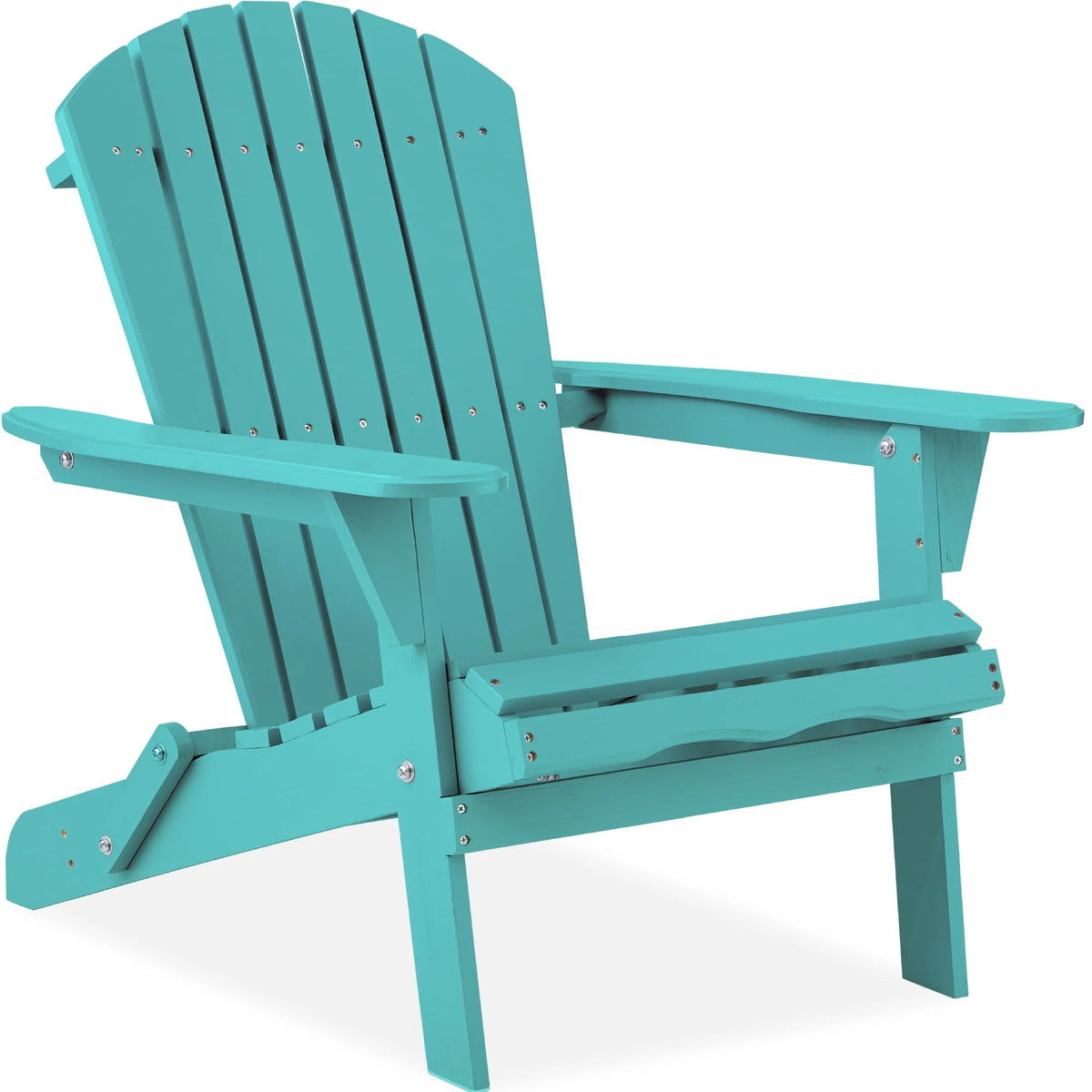 Folding Adirondack Chair Outdoor Wooden Accent Lounge Furniture 350lb Capacity Brown D94810