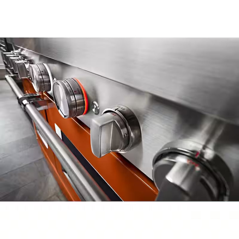 48 in. 6.3 cu. ft. Smart Double Oven Gas Range with Griddle and True Convection in Scorched Orange B483