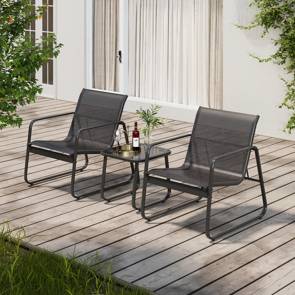3 Pieces Textilene Patio Furniture Set with Tea Table Z4187