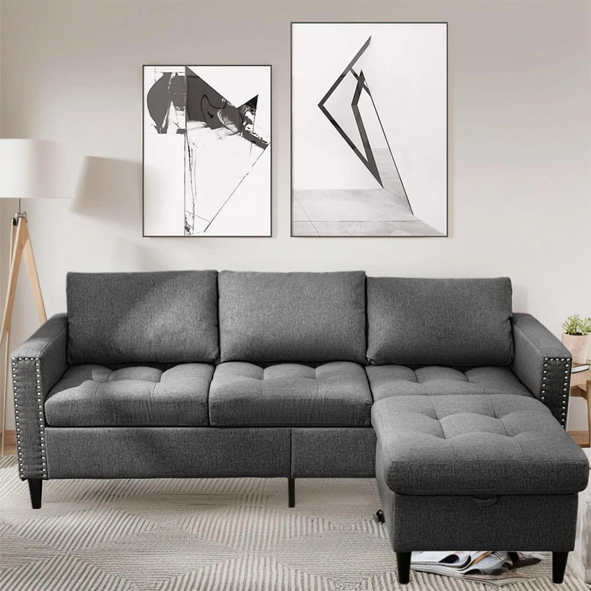 Reversible Modular Sectional Sofa Couch Set Y2580