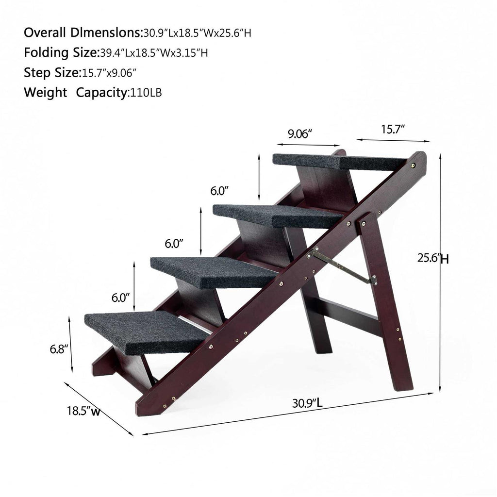 Foldable 4 Levels Wooden Pet Stairs & Ramp R17075