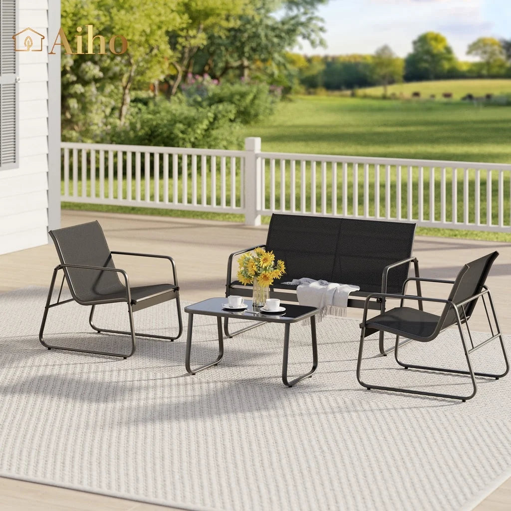 3 Pieces Textilene Patio Furniture Set with Tea Table Z4187