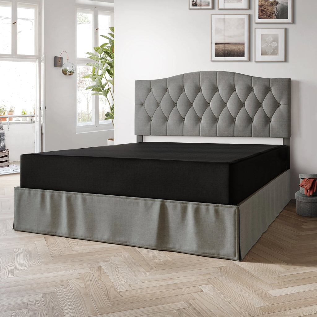 Wood Box Spring Mattress Foundation 8 Black Linen Full P968632