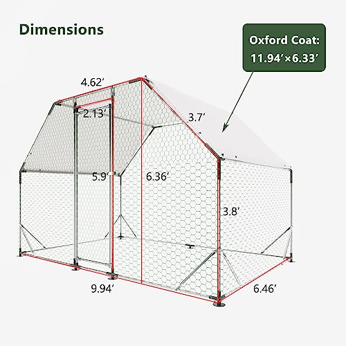 Large Metal Chicken Coop Run with Cover S79604