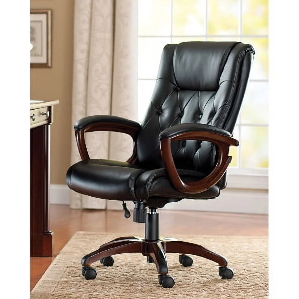 Black Bonded Leather Office Chair with Arms U39610