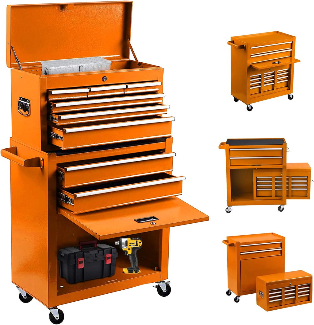 8 Drawer Rolling Tool Chest 2 in 1 Detachable Tool Storage Cabinet with 4 Wheels R757225