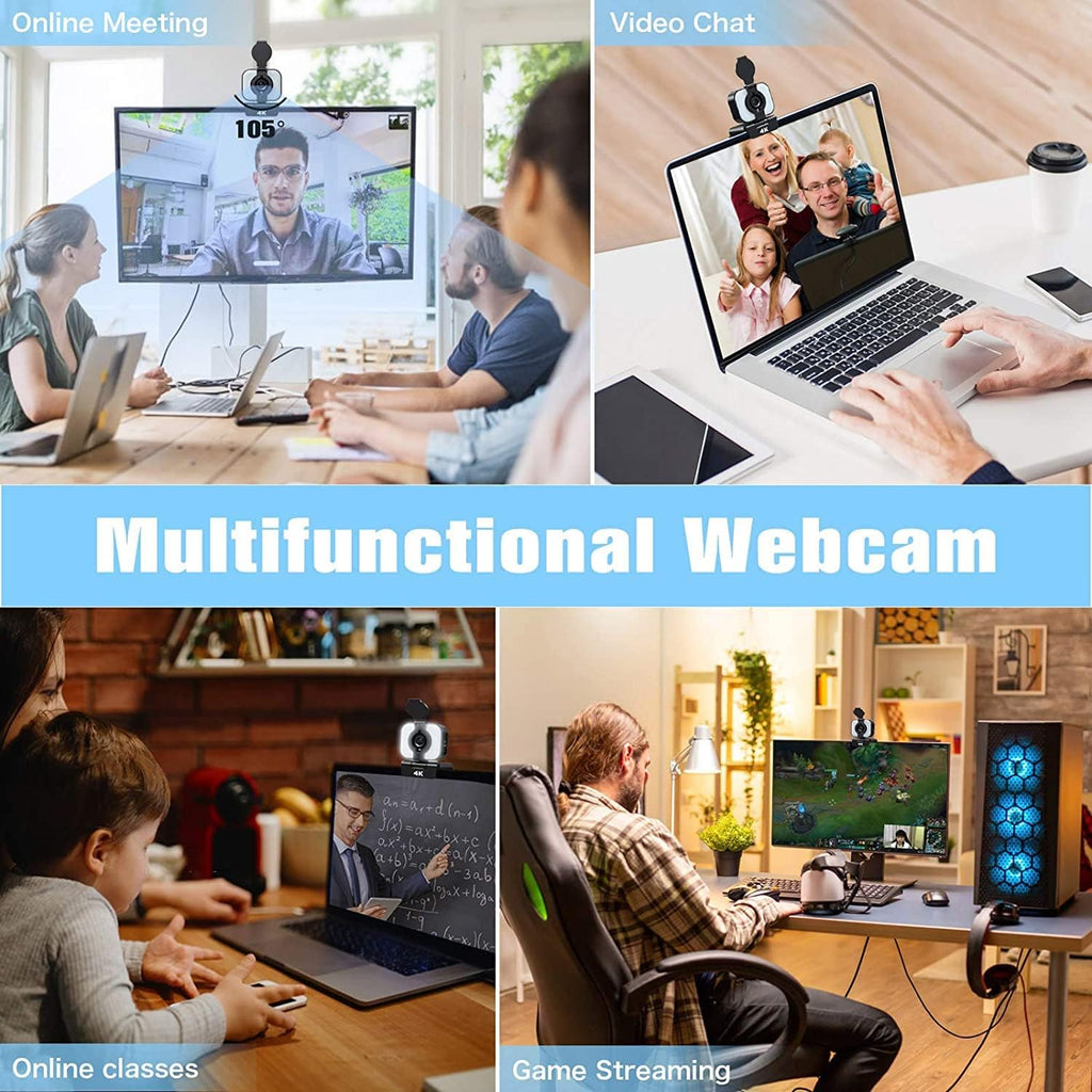 4K Webcam with Light, AutoFocus, Privacy Cover, Stereo Microphone M90967