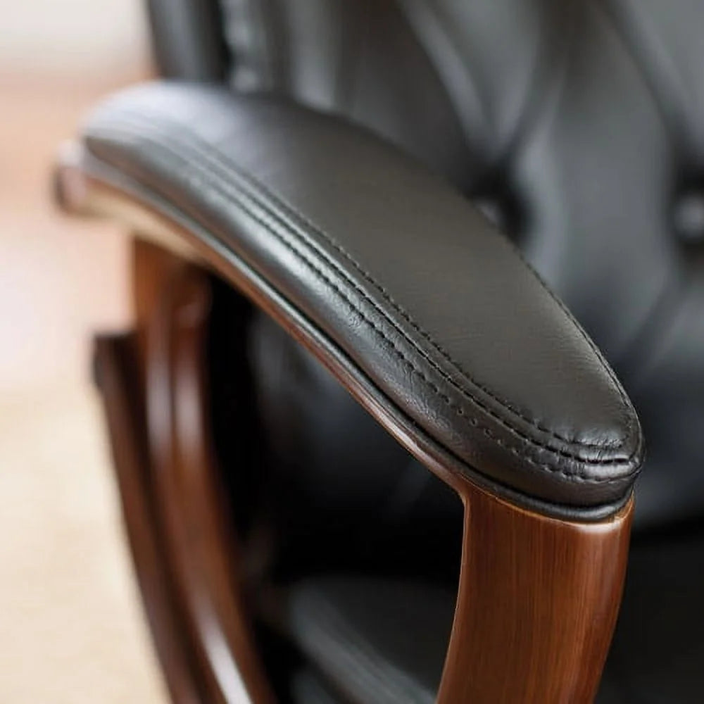 Black Bonded Leather Office Chair with Arms U39610