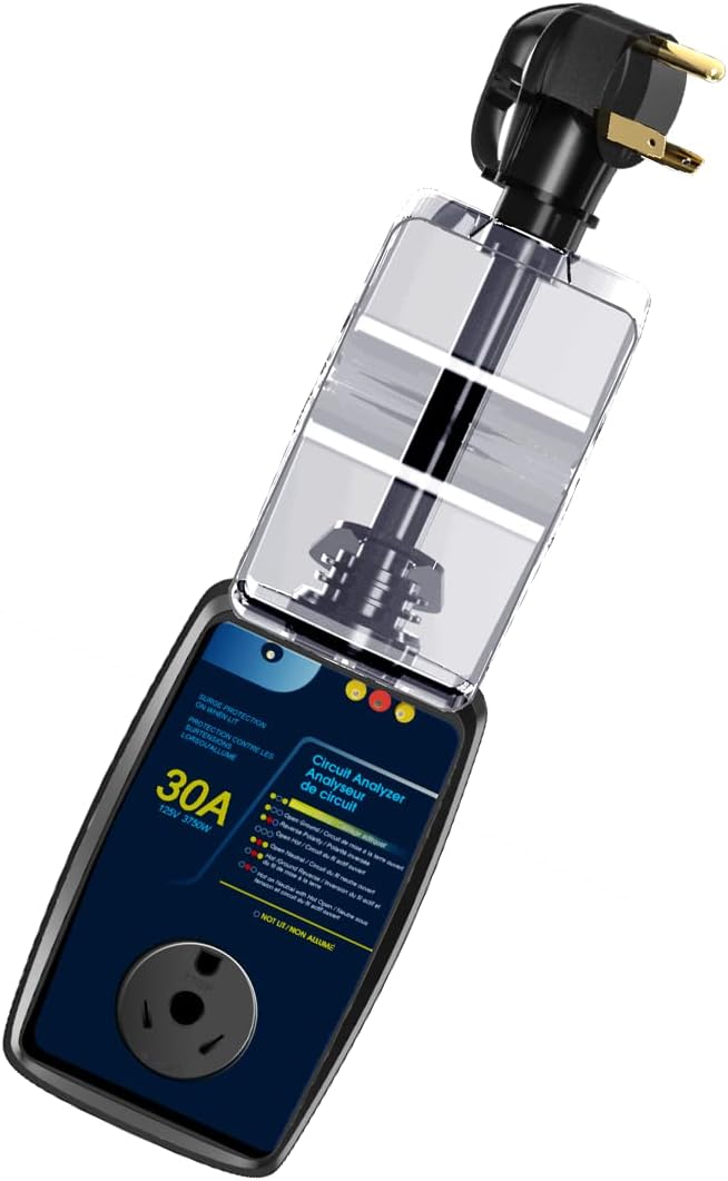 30 Amp RV Surge Protector with LED Indicator, 2100 Joules, Black U4943