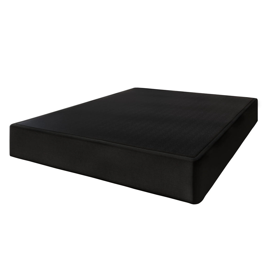 Wood Box Spring Mattress Foundation 8 Black Linen Full P968632